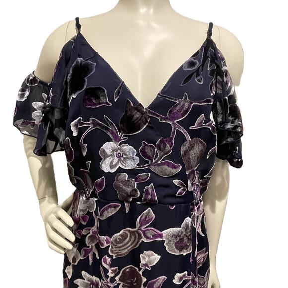 Chelsea28 Burnout Velvet Romantic Floral Dress – Size Large - Picture 2 of 16